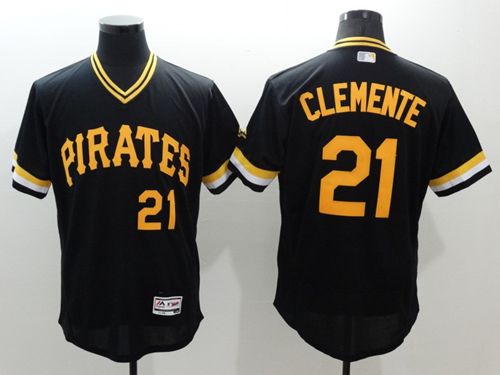 Pirates #21 Roberto Clemente Black Flexbase Authentic Collection Cooperstown Stitched MLB Jersey - Click Image to Close